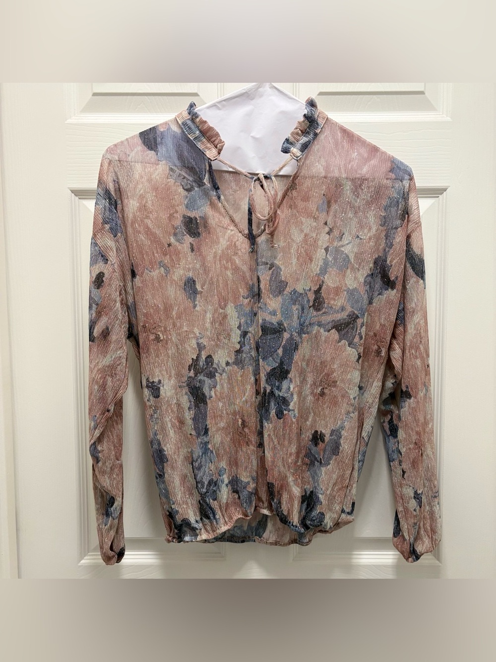 Daytrip Sheer Shimmer Metallic Blouse - S